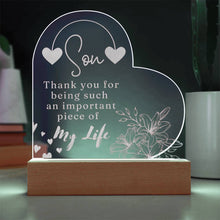 Son Engraved Acrylic Heart Plaque