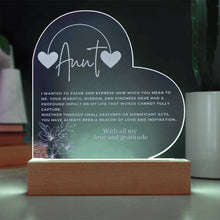 Aunt Engraved Acrylic Heart Plaque