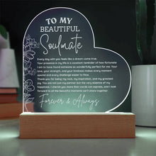 A Message to my Beautiful Soulmate Engraved Acrylic Heart Plaque