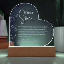 Dear Son  Message Engraved Acrylic Heart Plaque