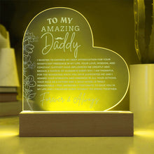 A Message to my Amazing Daddy Engraved Acrylic Heart Plaque