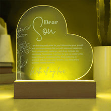 Dear Son  Message Engraved Acrylic Heart Plaque