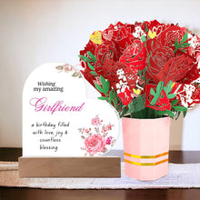 Girlfriend Printed Acrylic Heart w/ Flower Bouquet Bundle