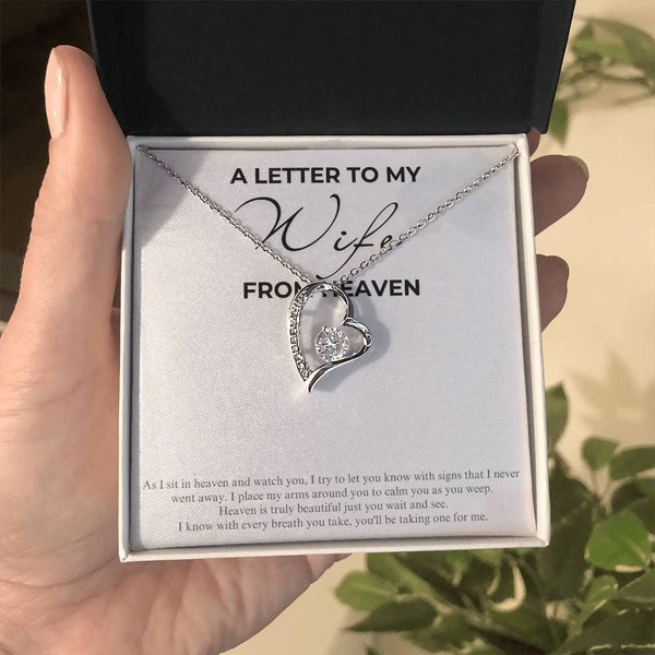 A Letter to my Wife from Heaven Love Necklace with On Demand Message Card