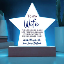 WIfe Acrylic Star Plaque