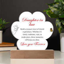 Daughter in Law  Acrylic Paw Print Plaque