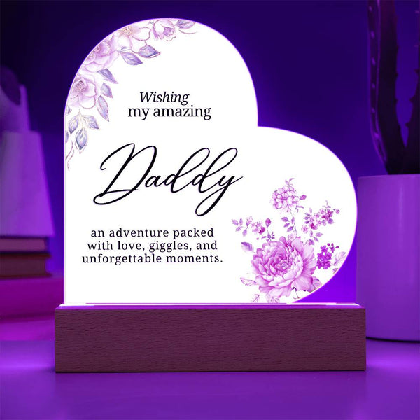 Daddy Printed Acrylic Heart w/ Flower Bouquet Bundle