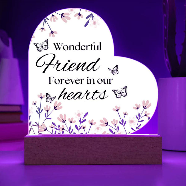 Friend Printed Acrylic Heart w/ Flower Bouquet Bundle