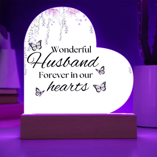 Husband  Printed Acrylic Heart w/ Flower Bouquet Bundle