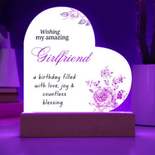 Girlfriend Printed Acrylic Heart w/ Flower Bouquet Bundle