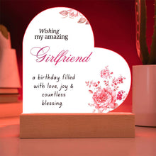 Girlfriend Printed Acrylic Heart w/ Flower Bouquet Bundle