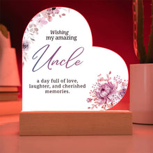 Uncle Printed Acrylic Heart w/ Flower Bouquet Bundle