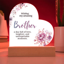 Brother Printed Acrylic Heart w/ Flower Bouquet Bundle