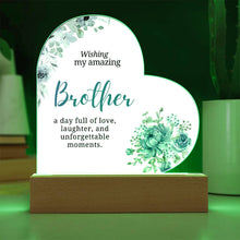 Brother Printed Acrylic Heart w/ Flower Bouquet Bundle