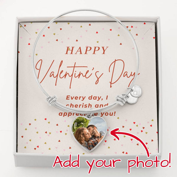 Happy Valentine Upload Heart Bangle + Message Card