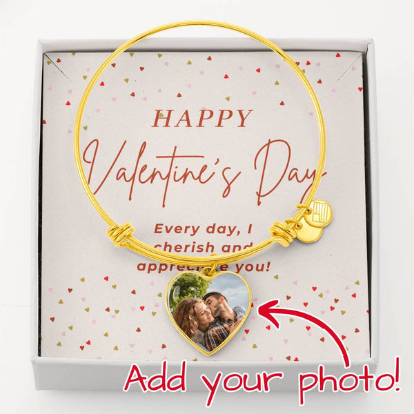 Happy Valentine Upload Heart Bangle + Message Card